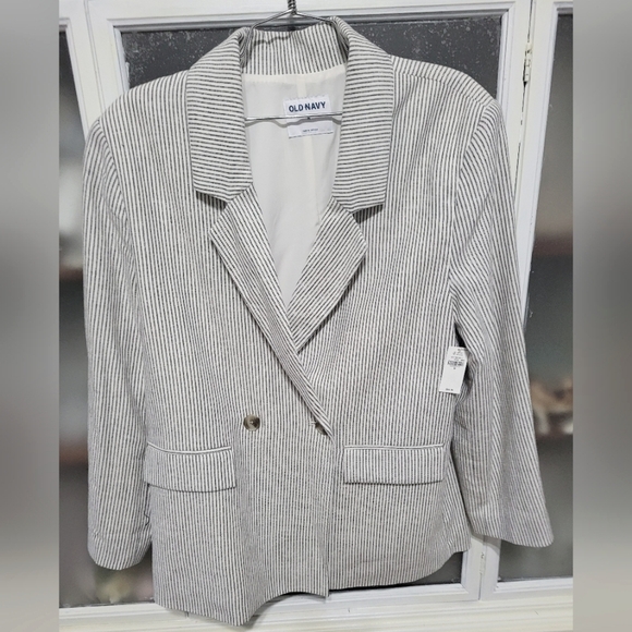 Old Navy Jackets & Blazers - NWT Old Navy Pin Stripe Linen double breast Blazer Jacket Sz M